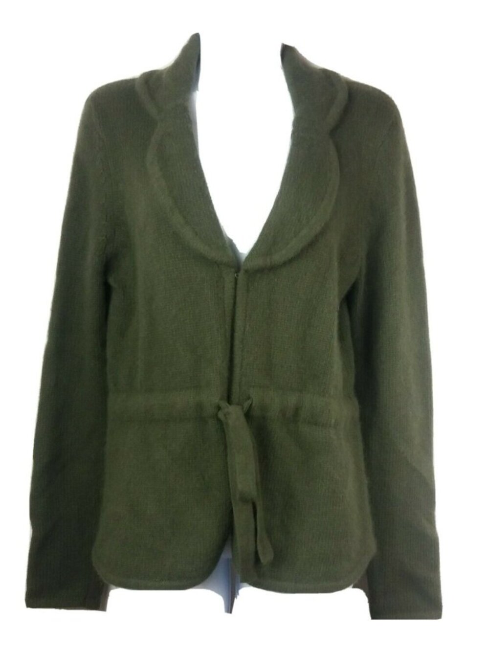 Cozy Angora Lambswool Green Cardigan Sweater Kenar Medium Soft Coastal Grandma